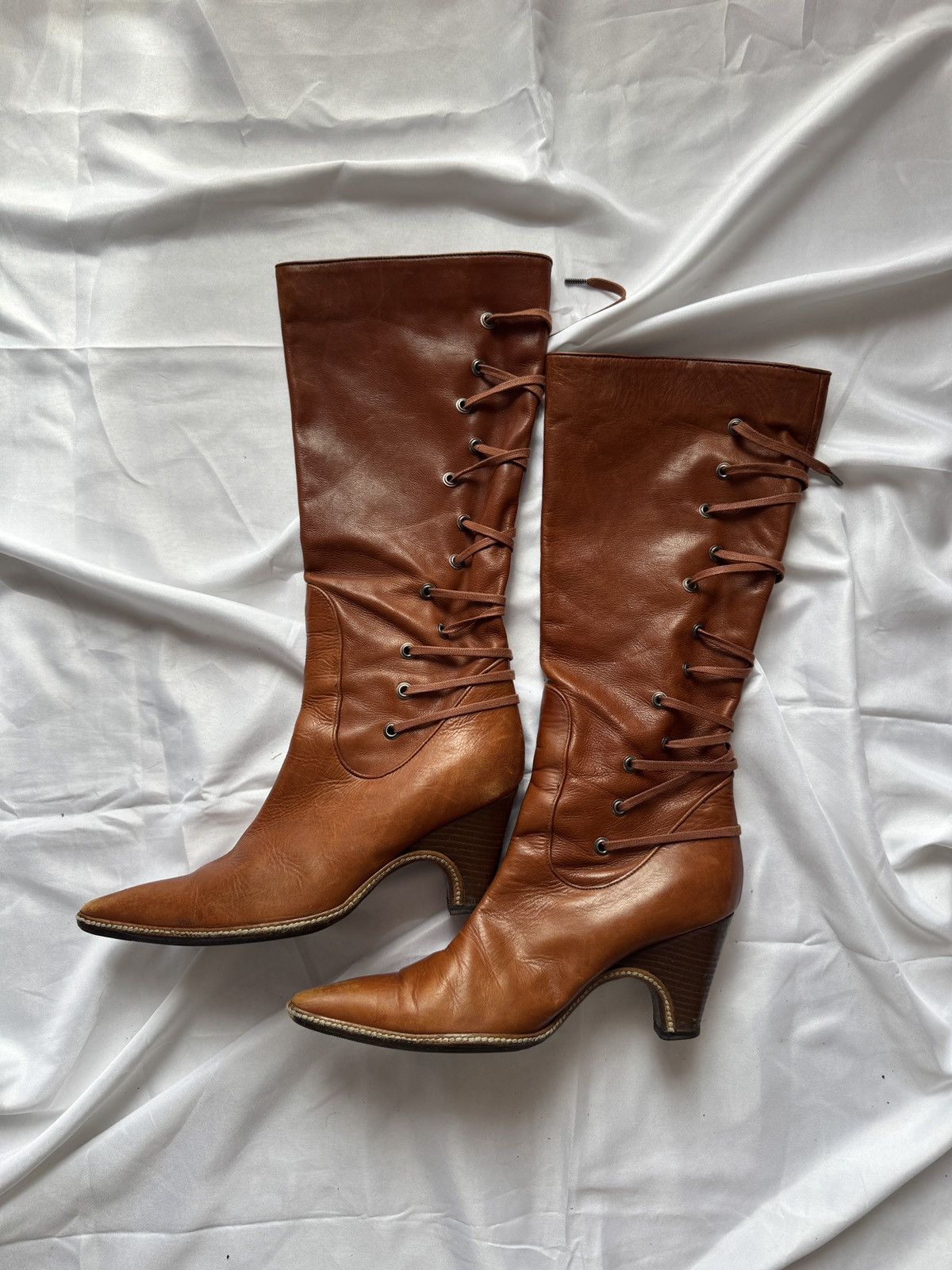 Dries Van Noten Dries Van Noten Vintage Lace Up Knee High Leather Boots Size US 7 / IT 37 - 10 Thumbnail