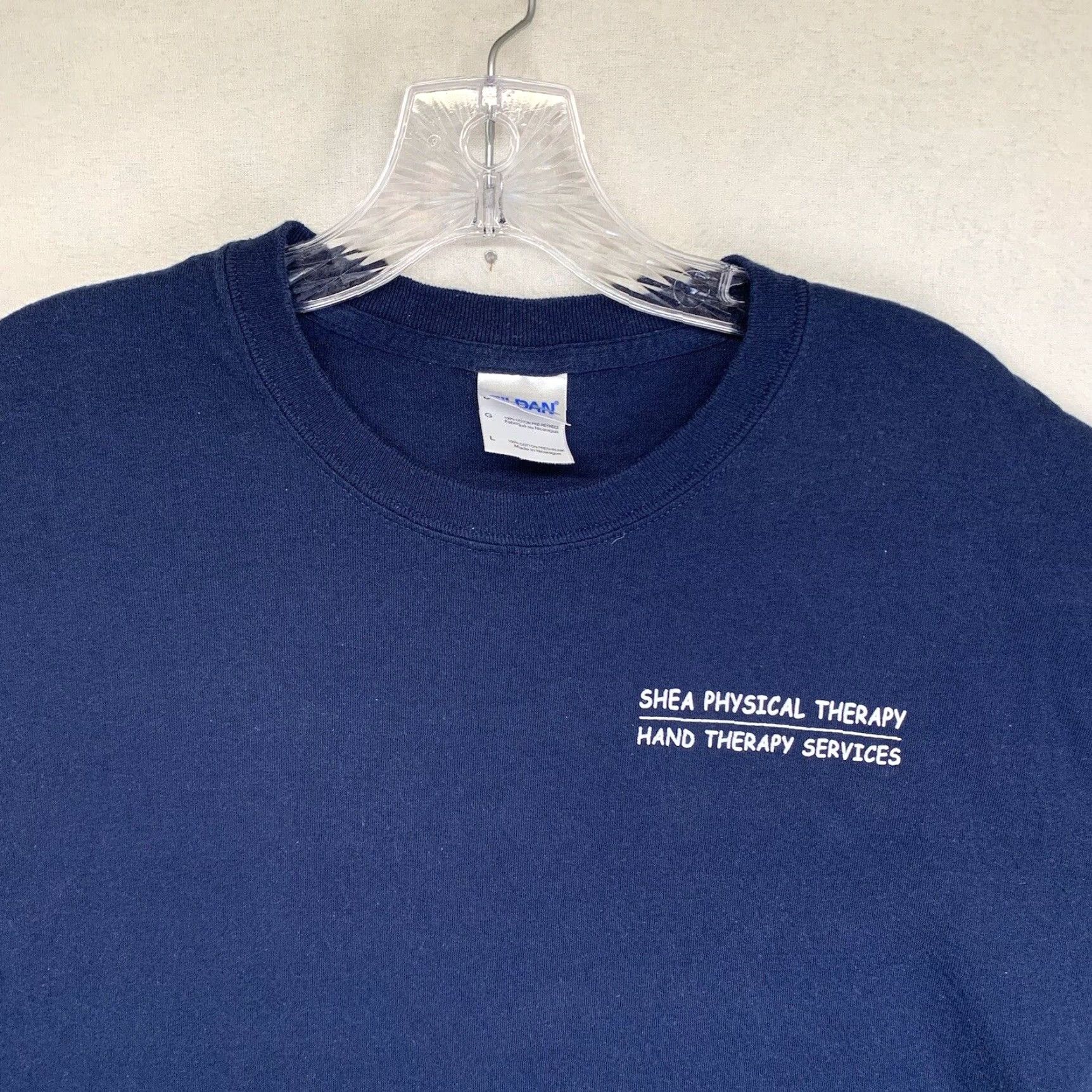 Gildan VINTAGE Gildan Men’s T-Shirt Short Sleeve Crew Neck Cotton Blend Navy Blue 80s 90s Physical Therapy Graphic Print Size US M / EU 48-50 / 2 - 5 Thumbnail