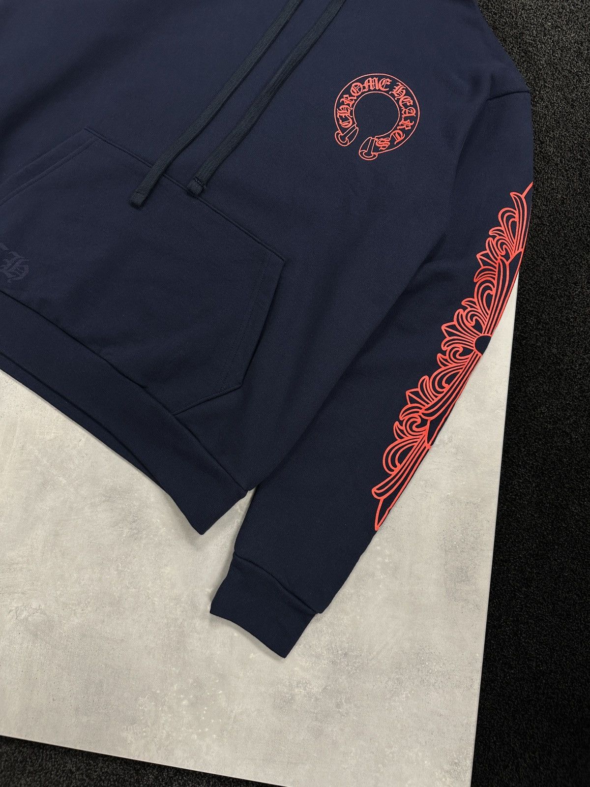 Chrome Hearts Exclusive Horseshoe Hoodie Navy Red Small