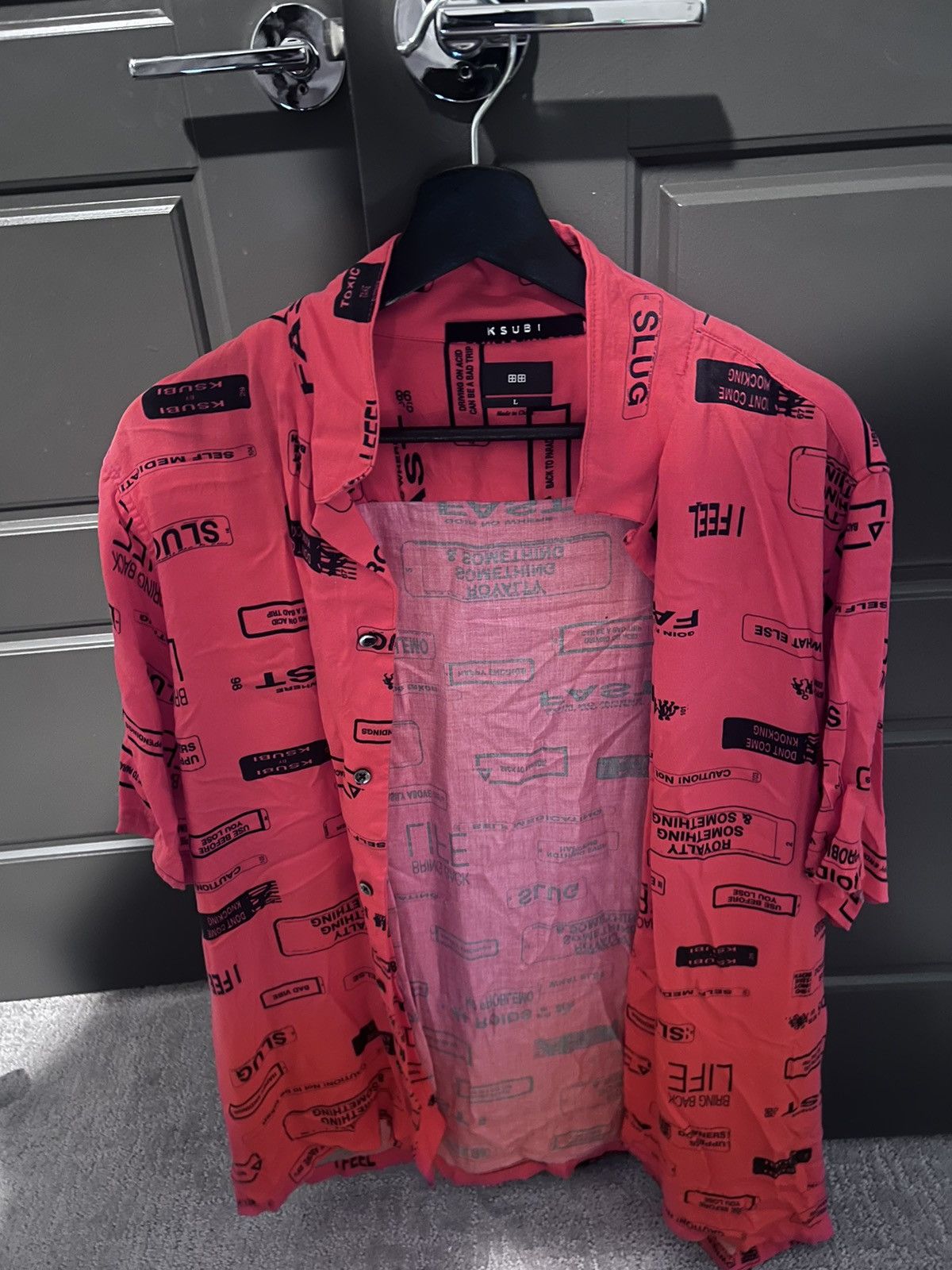 image of Ksubi All Over Print Button Up in Red, Men's (Size Large)