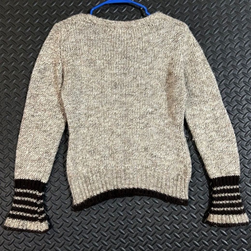 Vintage Fioreblu Wool Knit Sweater Women's Small Brown Striped Cuff Flare Made in Italy Pullover S Knitwear Size S / US 4 / IT 40 - 2 Thumbnail