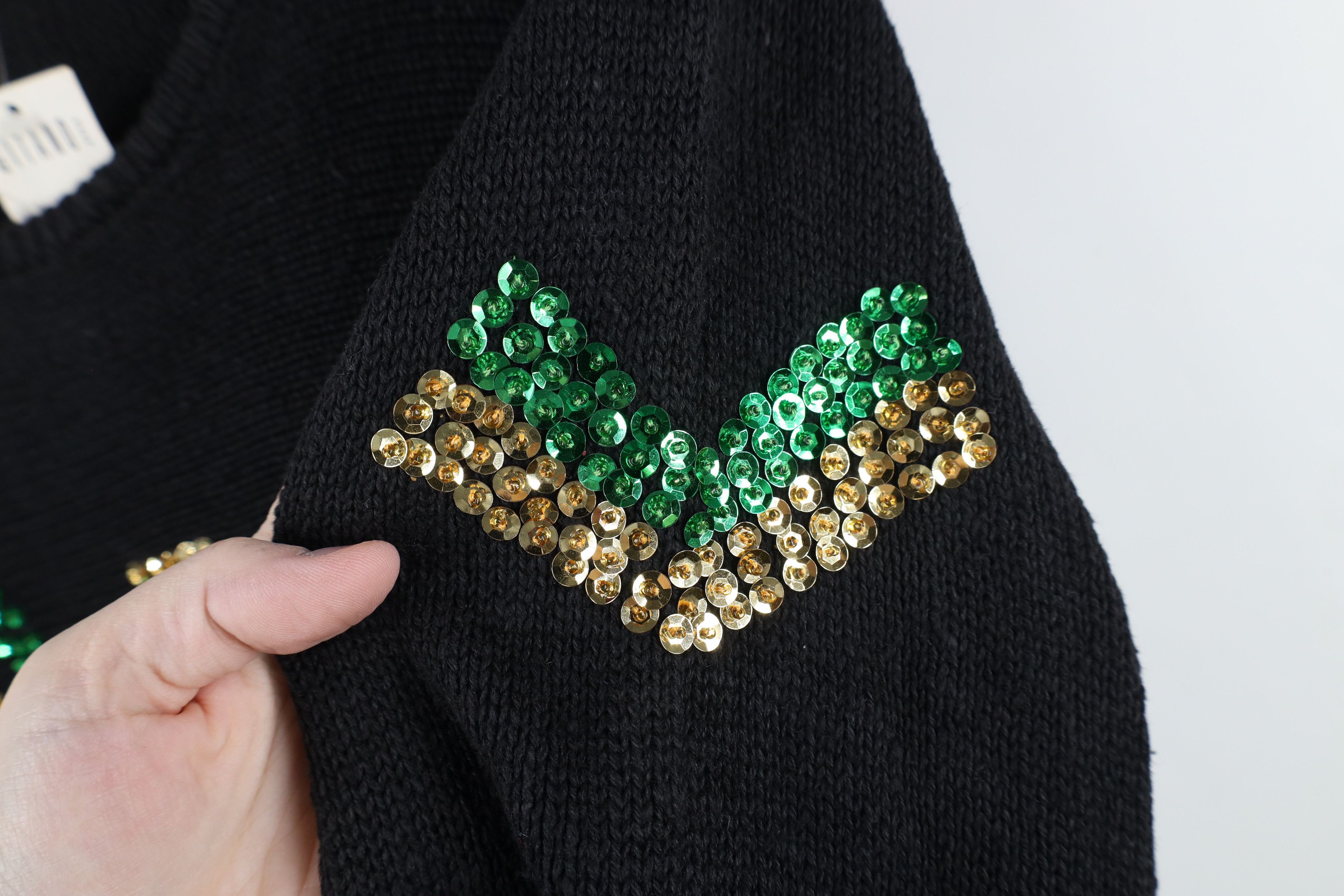 Vintage Deadstock Vintage 90s Streetwear Sequin Knit Sweater Black Size 3XL / US 20-22 - 4 Thumbnail