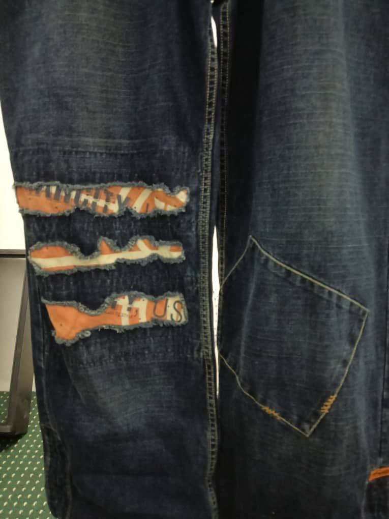 Designer VARCITY BAGGY PACTHES WORK JEANS Size US 38 / EU 54 - 3 Thumbnail