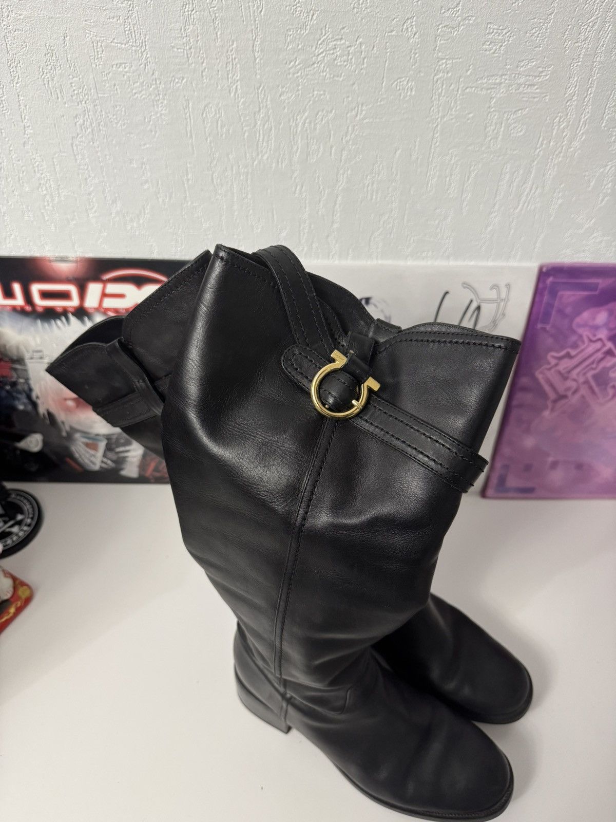 Salvatore Ferragamo Salvatore Ferragamo Leather Knee High Boots Gancini Gold Size US 9.5 / IT 39.5 - 5 Thumbnail