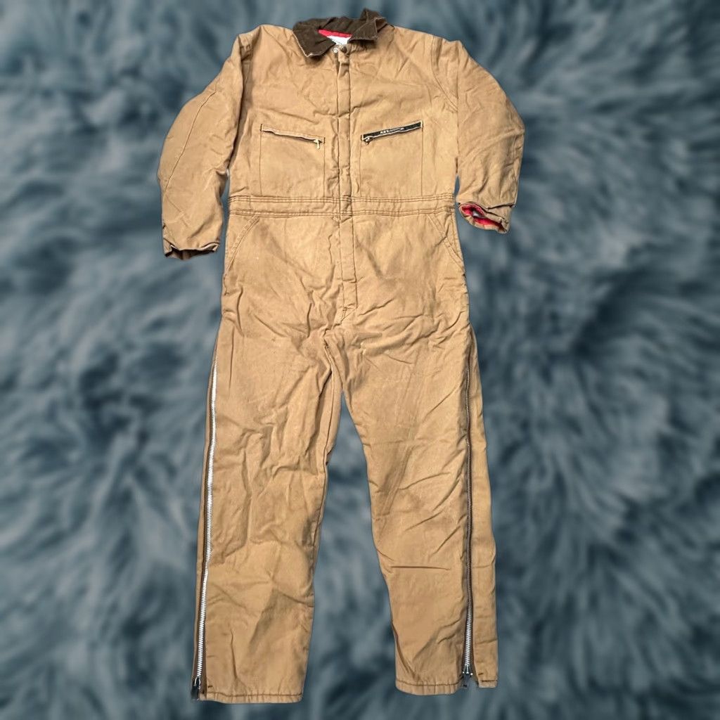 Vintage VINTAGE Key Duck Canvas Quilted Lined Coveralls Pants Mens Large Reg Brown Overalls Zip Size US 42 / EU 58 - 1 Thumbnail