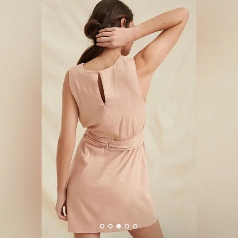 Anthropologie Sunday in Brooklyn Anthropologie Linen Wrap Mini Dress Size L / US 10 / IT 46 - 2 Thumbnail