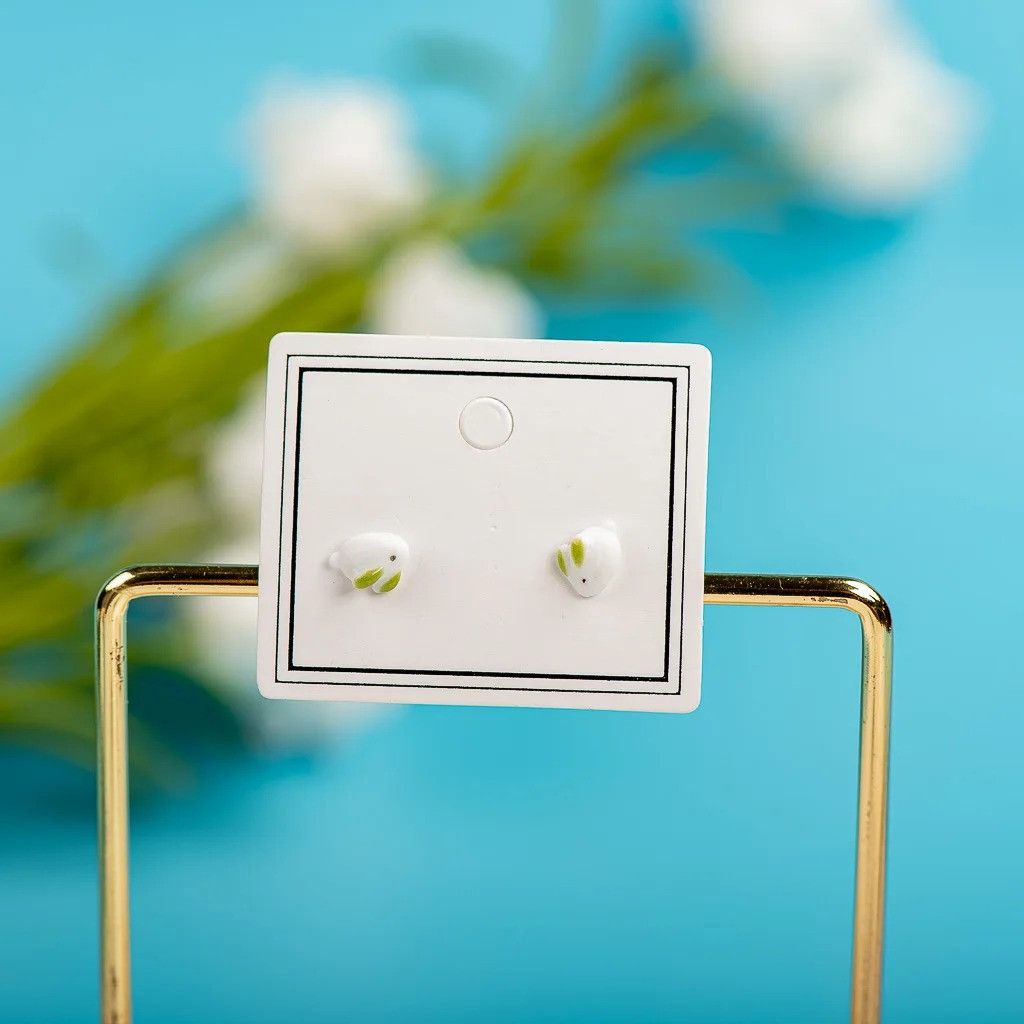 Jewelry Small Rabbit Stud Earrings Ceramic Ear Gift For Her Size ONE SIZE - 1 Preview