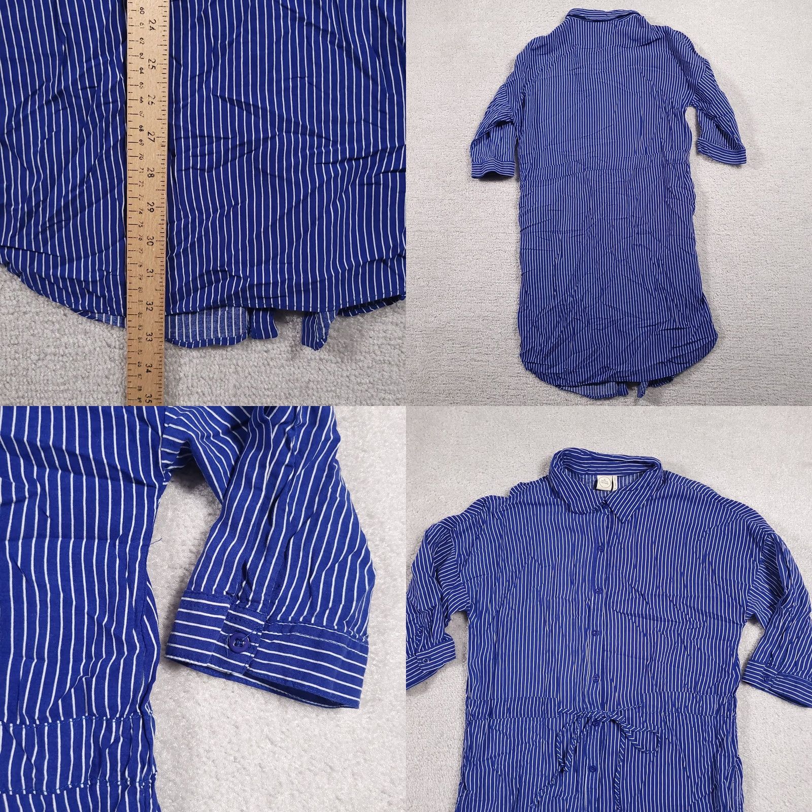 Vintage Paper Crane Shirt Womens S Blue Dress Sleeve Button Tie Front Size S / US 4 / IT 40 - 8 Thumbnail