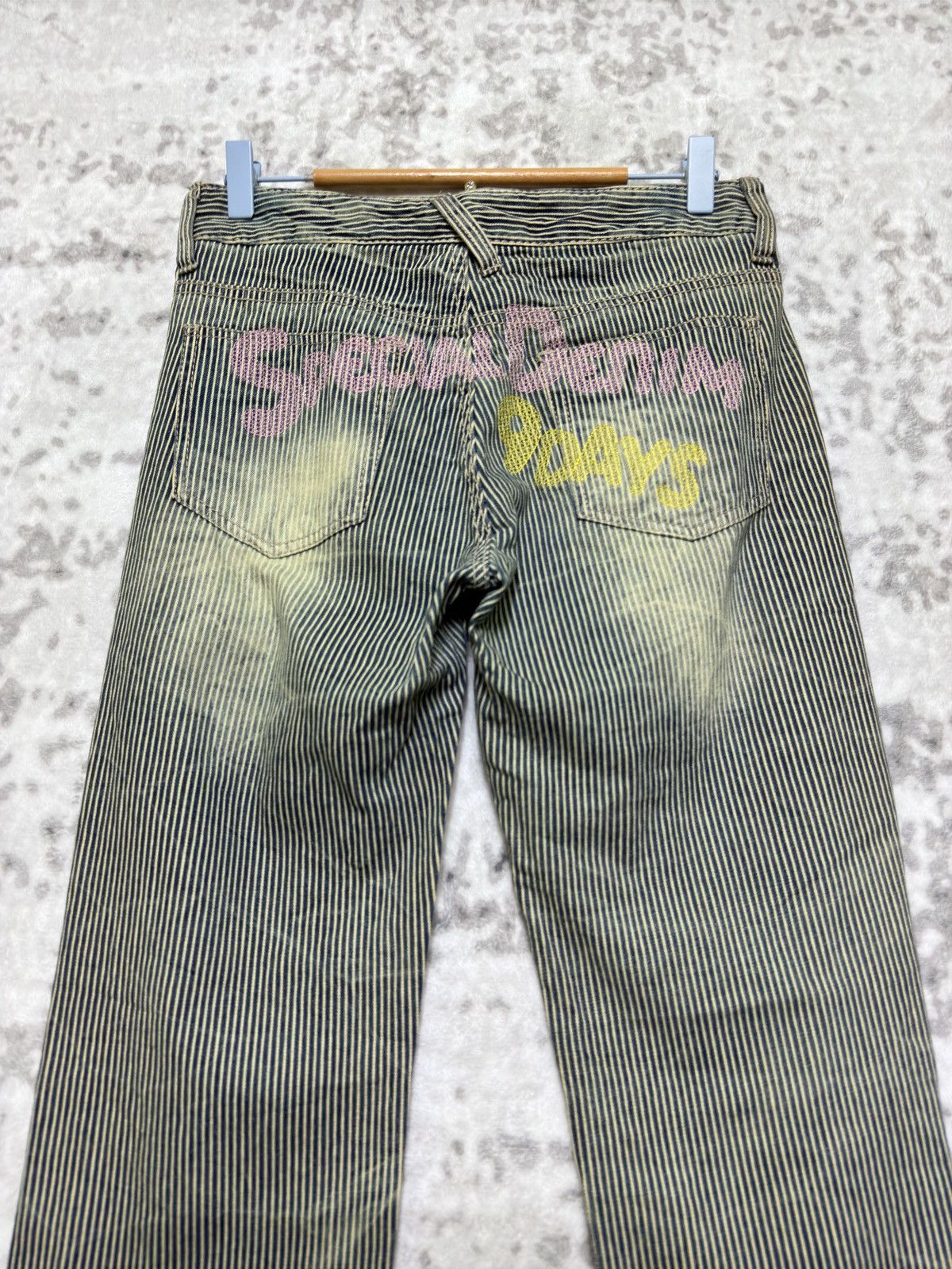 Vintage Japanese Archive Hickory Stripe Distressed Denim Size US 28 / EU 44 - 9 Thumbnail