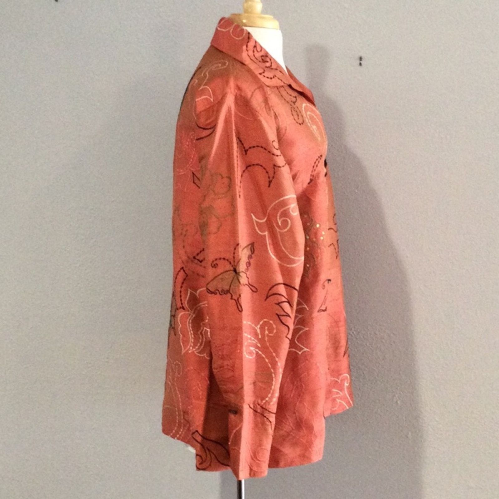 Other Yak Magik 100% Silk Embroidered Sequins Toggle Jacket M Size M / US 6-8 / IT 42-44 - 6 Thumbnail