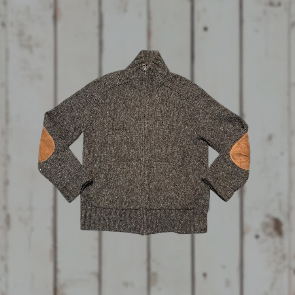 Polo Ralph Lauren VINTAGE Polo Ralph Lauren Full Zip Sweater Men M Gray Alpaca Wool Knit Leather Elbow Patch Slim Pockets Mock Neck Long Sleeve Size US M / EU 48-50 / 2 - 1 Thumbnail