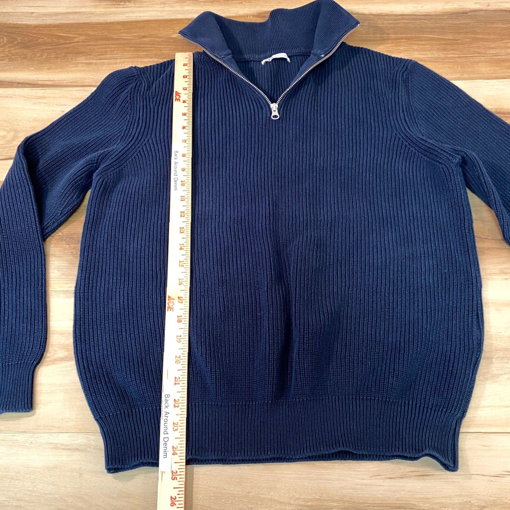 Zara Zara Quarter Zip Sweater Navy Blue Cotton XL Mens Mock Neck ribbed knit Pullover 100% Cotton Zipper Classic Casual Size US XL / EU 56 / 4 - 5 Thumbnail