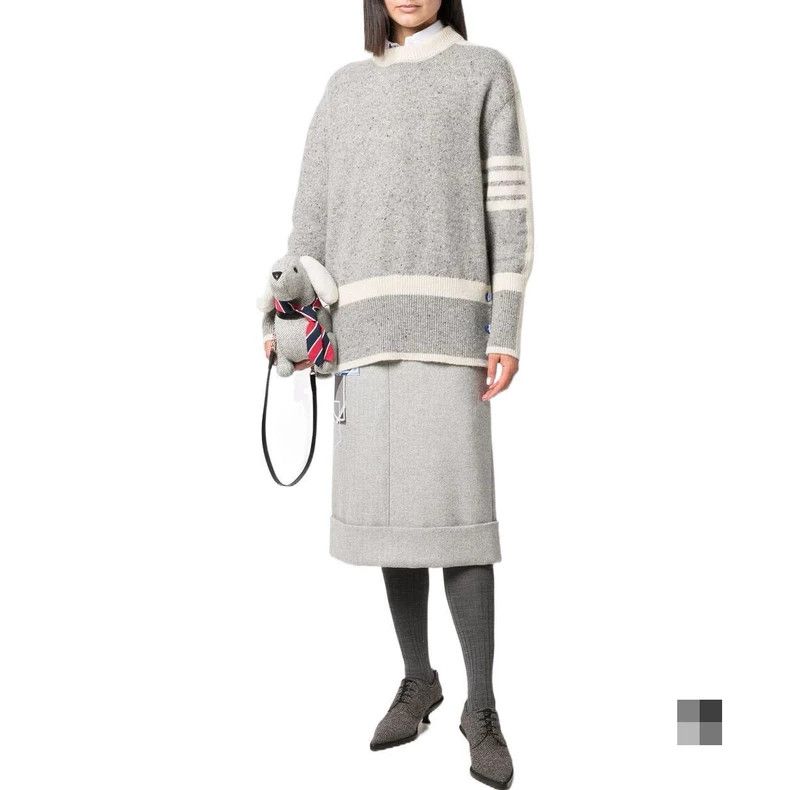 Thom Browne Thom Browne Gray striped knit sweater Size XS / US 0-2 / IT 36-38 - 8 Thumbnail