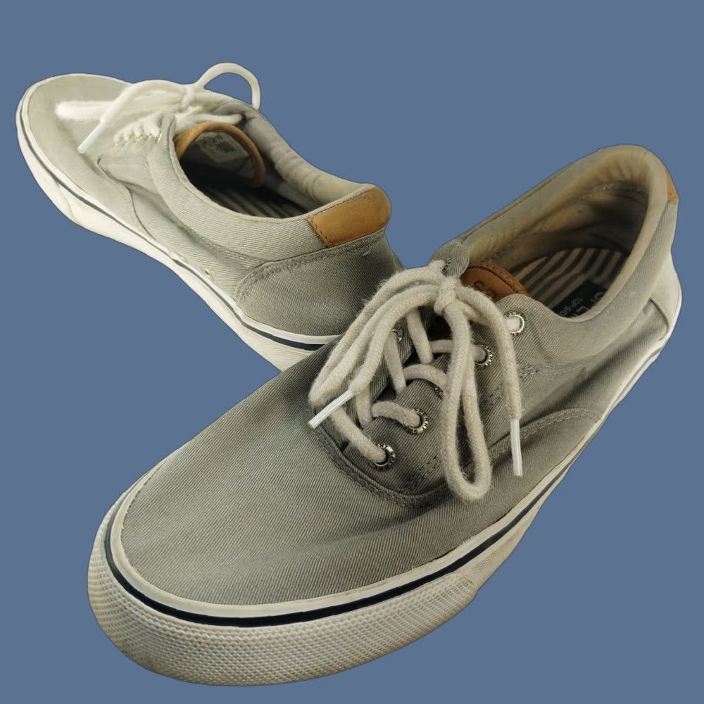Sperry SPERRY Men’s Sneaker STS22045 Grey Striper II CVO Vulcanized Sneaker SIZE 11M Mens Casual Canvas Rubber Outsole Round Toe Lace Up M Gray Sneakers Size US 11 / EU 44 - 1 Thumbnail
