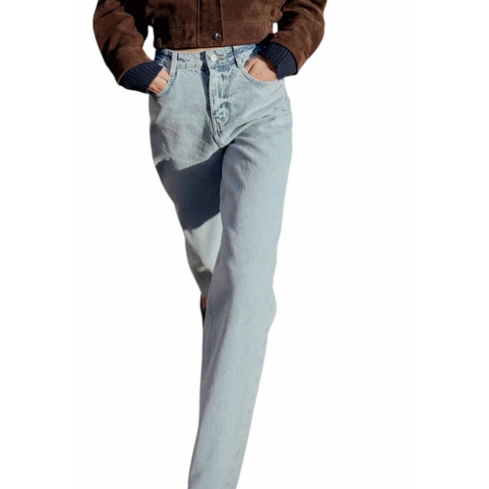 Zara Blue High Waist Straight Ankle Rigid Pocketed Cotton Jeans Size 27" / US 4 / IT 40 - 2 Thumbnail
