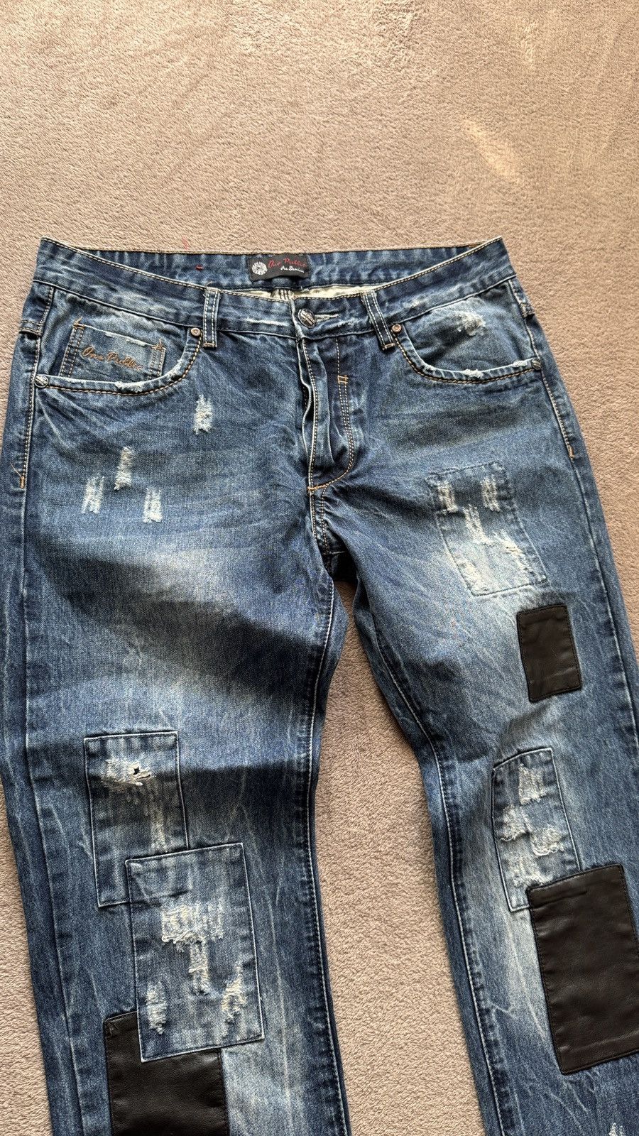 Japanese Brand Patchwork Crazy Mudwash Jeans Y2K LGB ifsixwasnine Dsquared2 Size US 34 / EU 50 - 2 Thumbnail