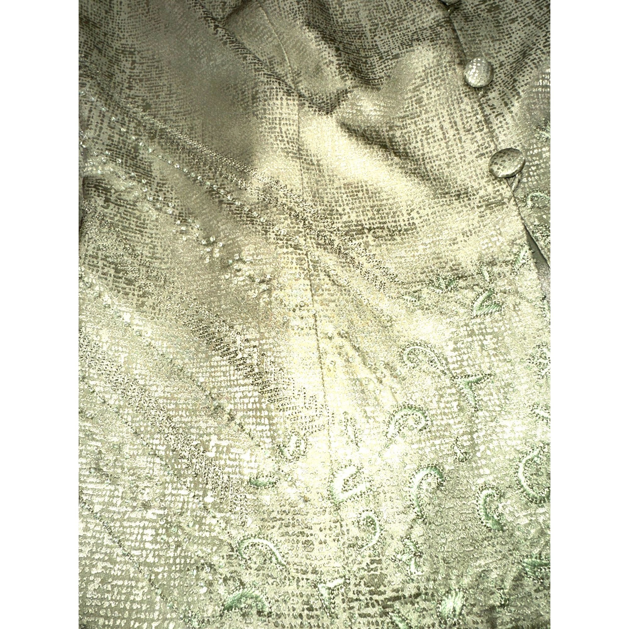 Adrianna Papell Papell Petites Vintage 90s 8P Sage Green Silk Beaded Skirt S Size M / US 6-8 / IT 42-44 - 14 Thumbnail
