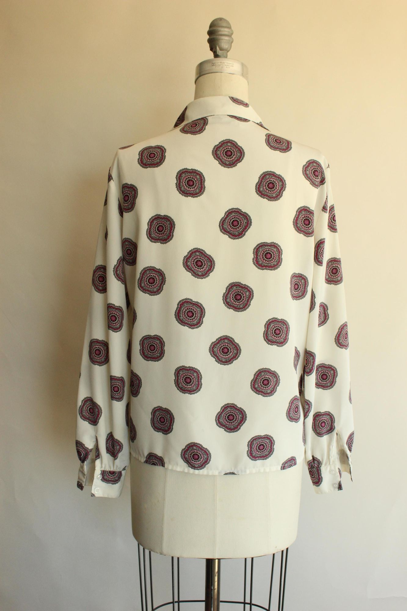 Vintage Vintage 1980s 1990s Blouse, Collection White and Purple Mand Size M / US 6-8 / IT 42-44 - 9 Thumbnail