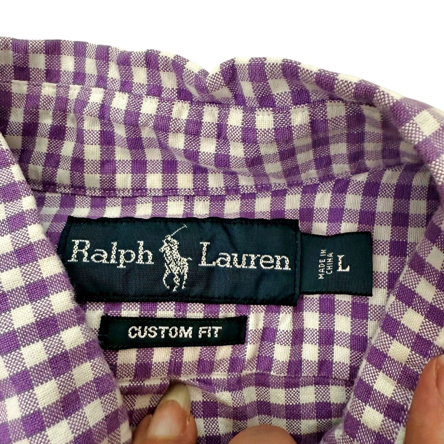 Ralph Lauren Ralph Lauren Purple Gingham Green Pony Custom Fit L/S Shirt Size US L / EU 52-54 / 3 - 5 Thumbnail