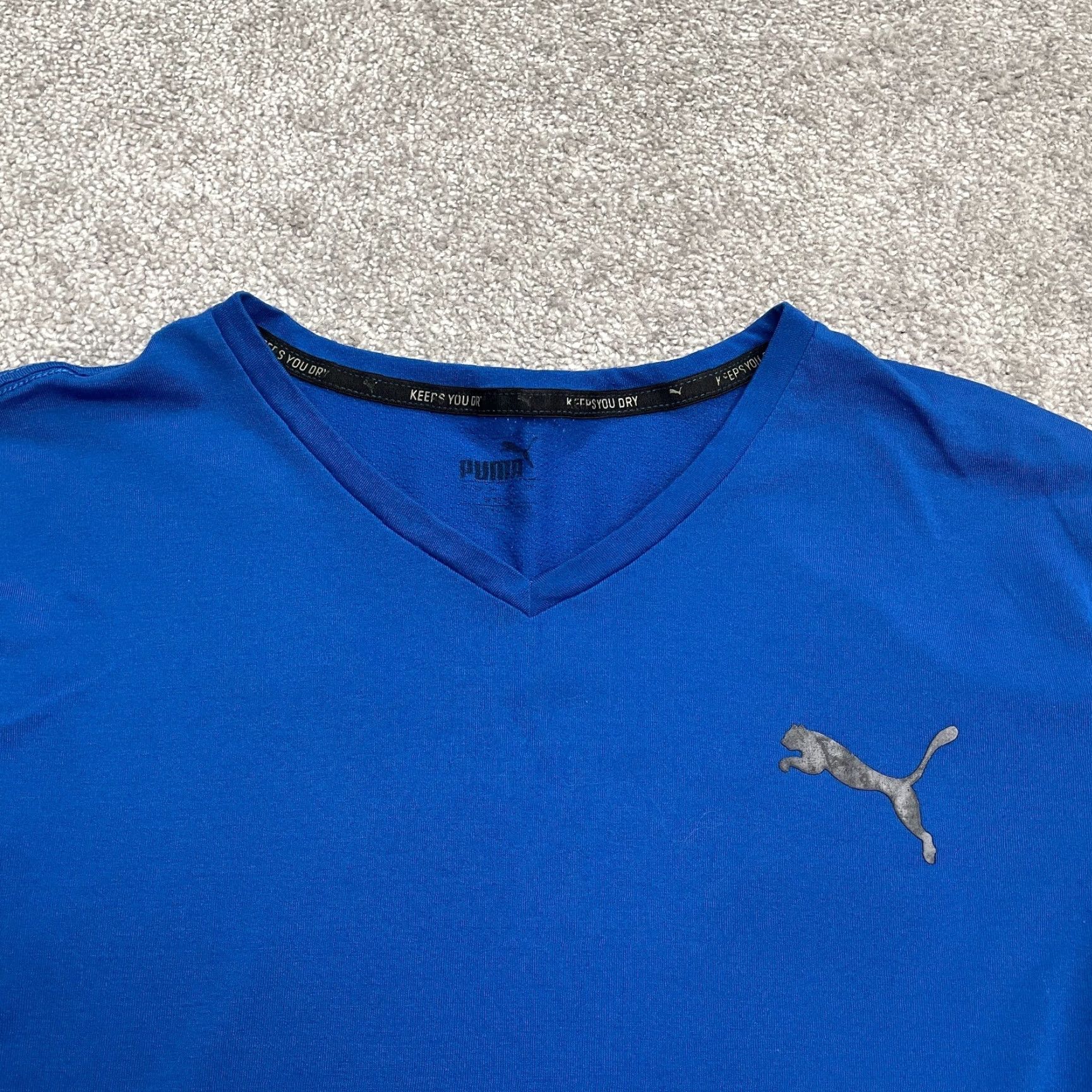 Puma Puma Dri-Fit Active T-Shirt Mens L Blue V-Neck Short Sleeve Athletic Tee Size US L / EU 52-54 / 3 - 3 Thumbnail