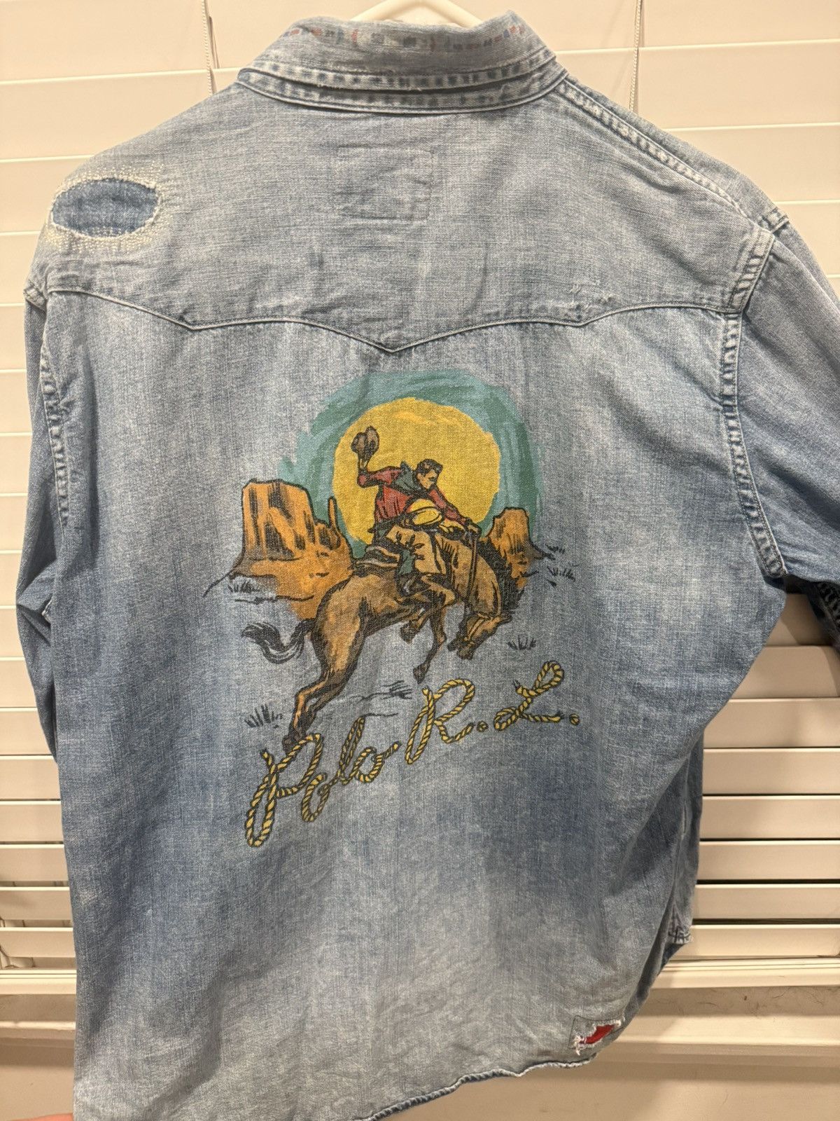 Polo Ralph Lauren Polo Ralph Lauren Men's Blue Limited-edition Western Shirt Size US L / EU 52-54 / 3 - 3 Thumbnail