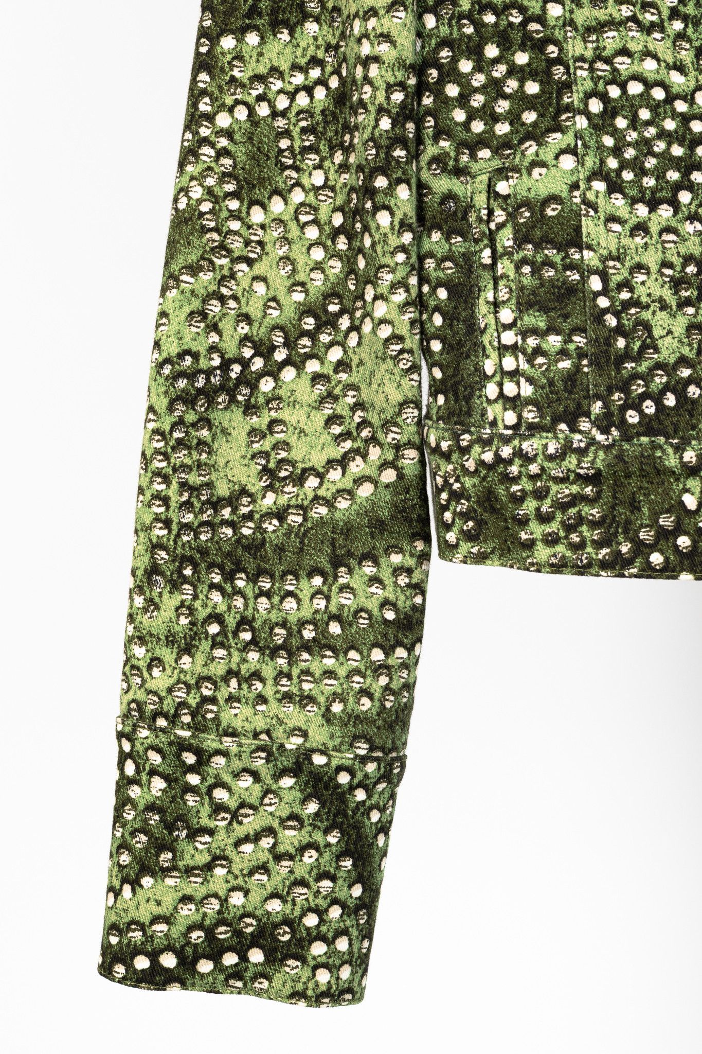 St. John St. John Sport Green Dot-Print Cropped Denim Jacket Size S / US 4 / IT 40 - 7 Thumbnail