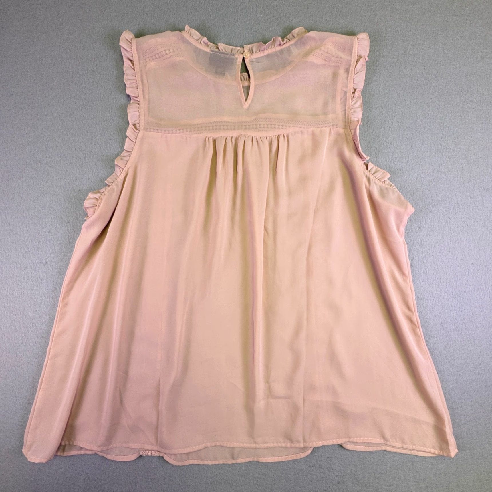 Vintage a.n.a A New Approach Shirt Blouse Women XL Tall Pink Crochet Lace Sleeveless Bohemian Classic Lightweight Chiffon 90s? Size XL / US 12-14 / IT 48-50 - 5 Thumbnail