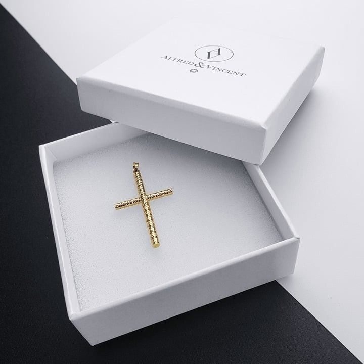 Other Latin Cross D-Cut Pave Crucifix Real 14k Yellow Gold Pendant Size ONE SIZE - 1 Thumbnail