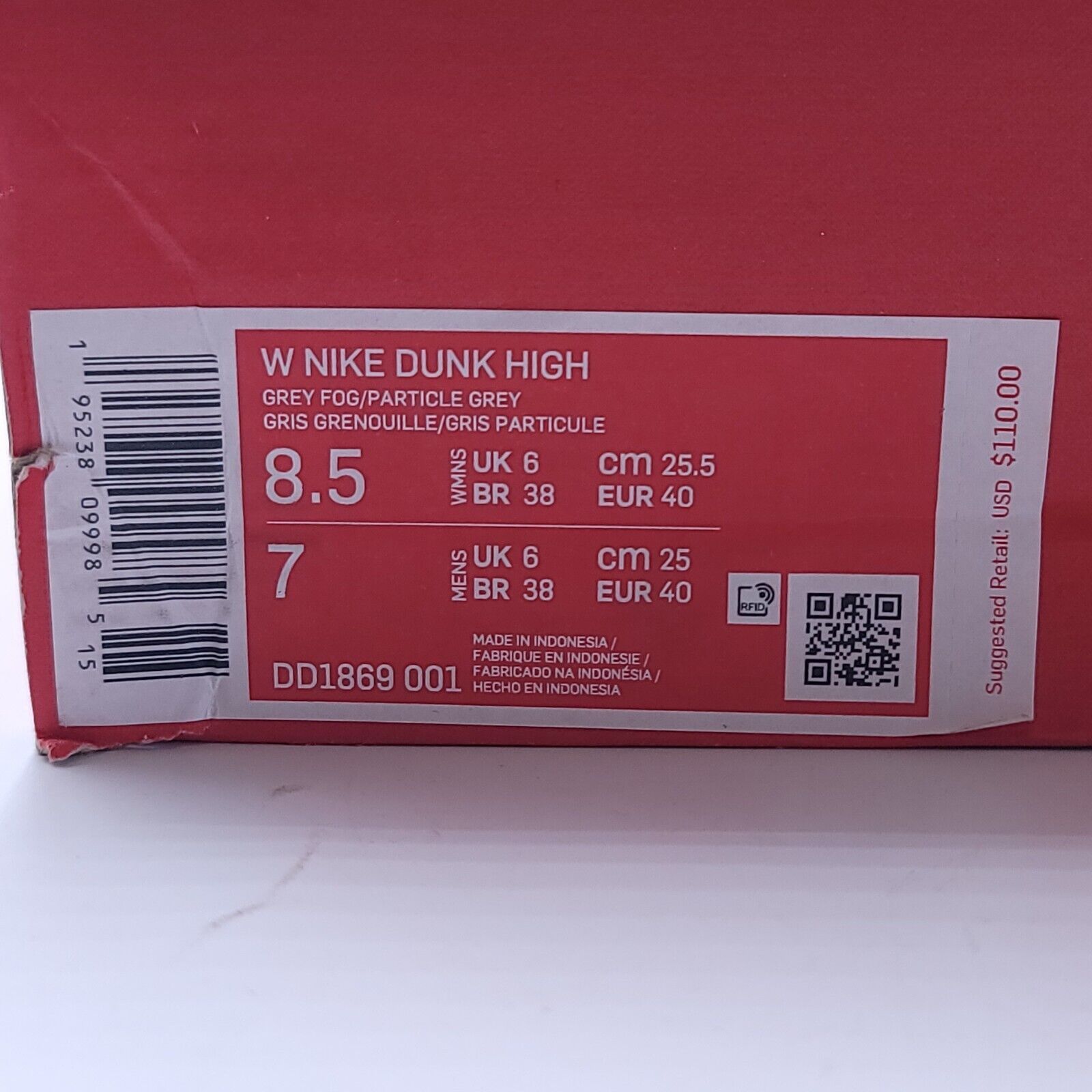 Nike Nike Dunk High Basketball Shoe Womens Size 8.5 DD1869-001 Size US 8.5 / IT 38.5 - 10 Thumbnail