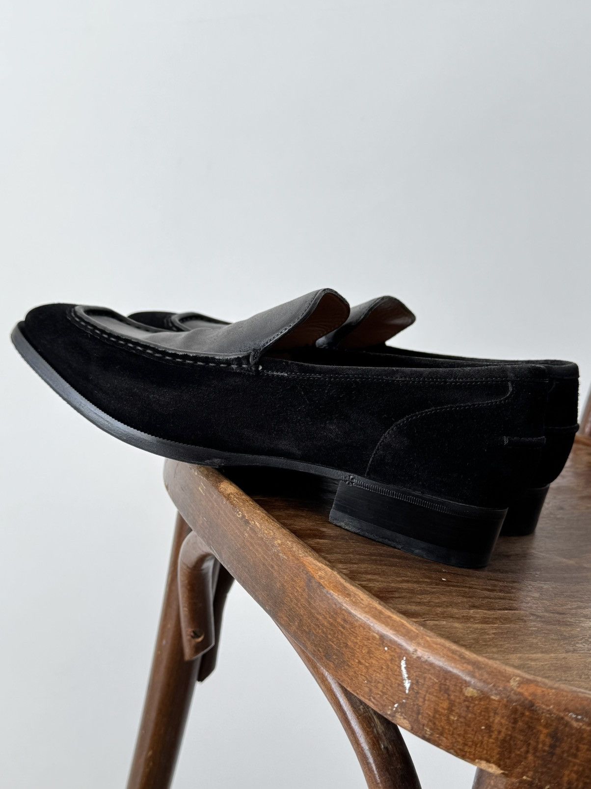 Gucci Gucci Black Suede & Leather Tuxedo Loafers Size US 8 / EU 41 - 4 Thumbnail