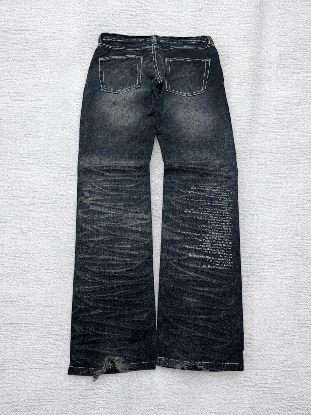 Hysteric Glamour In the Attic Printed Poem Claw Mark Distressed Denim Size US 29 - 2 Thumbnail