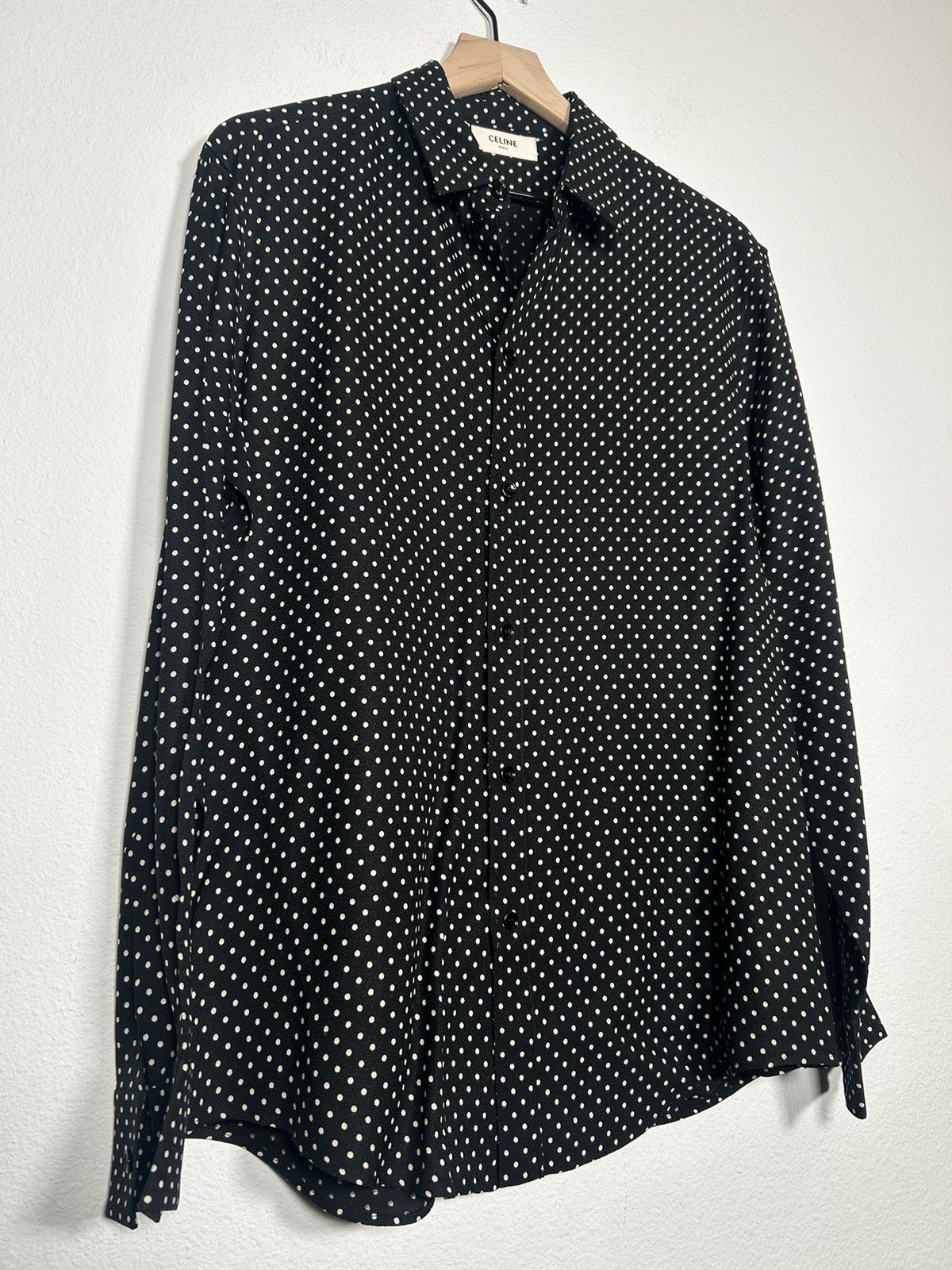 Celine Polka dot crepe button up hedi slimane Size US M / EU 48-50 / 2 - 2 Thumbnail