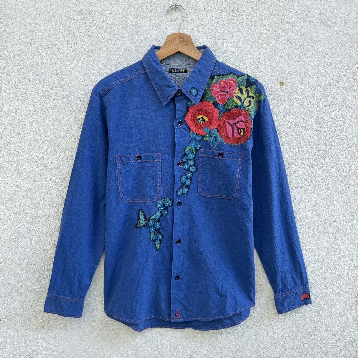 Japanese Brand Bohemians Garden Patchwork Chambray Shirt Size US S / EU 44-46 / 1 - 1 Thumbnail