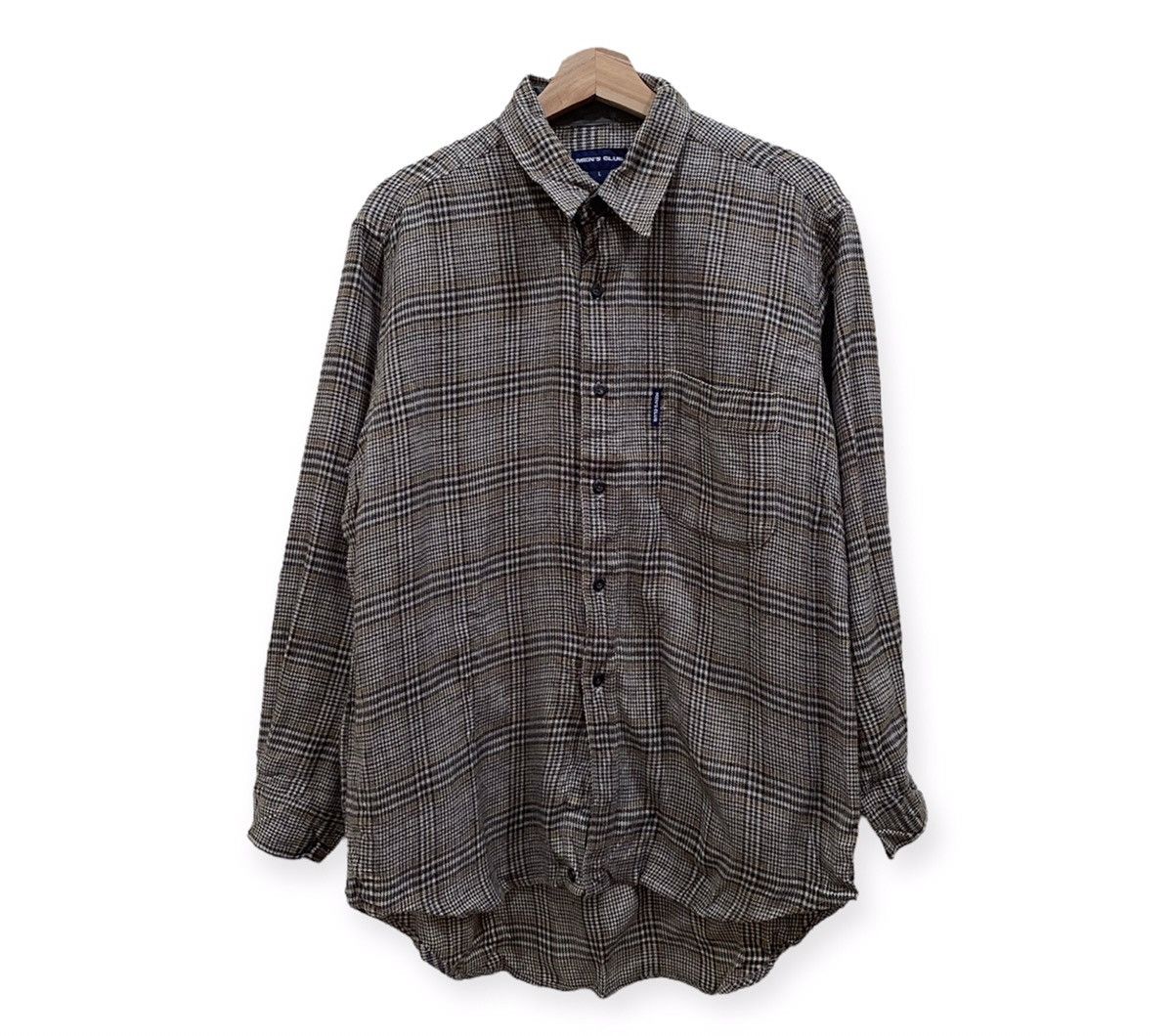image of Mens Club Flannel Shirt in Grey (Size Large)