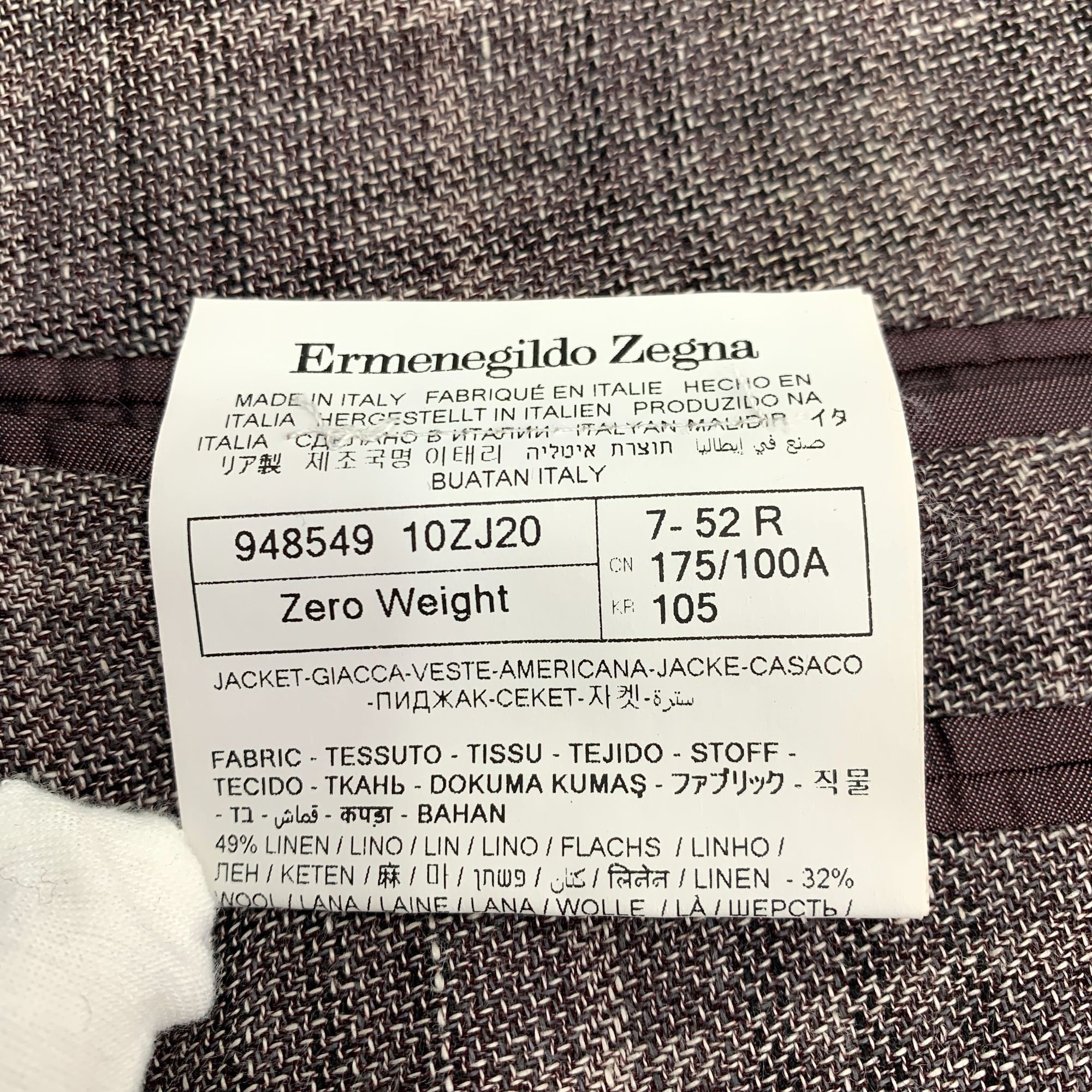 Ermenegildo Zegna Ermenegildo Zegna Mens Plaid Wool&Linen Blend Blazer Size US L / EU 52-54 / 3 - 7 Thumbnail
