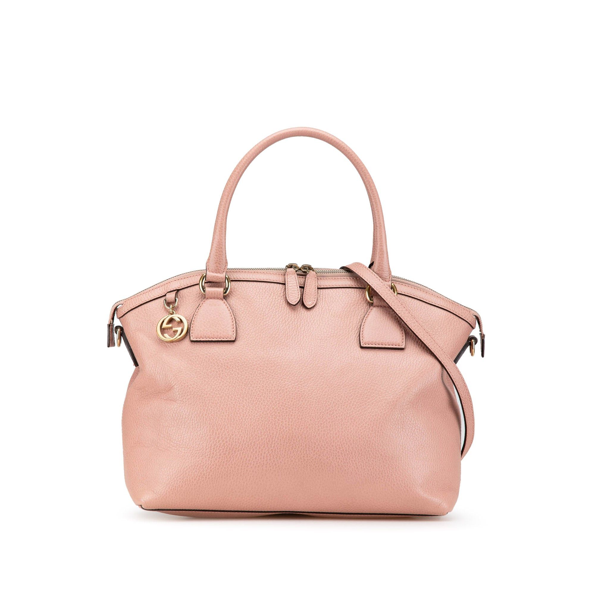 Gucci Gucci Medium Leather GG Charm Dome Satchel Pink Size ONE SIZE - 1 Thumbnail