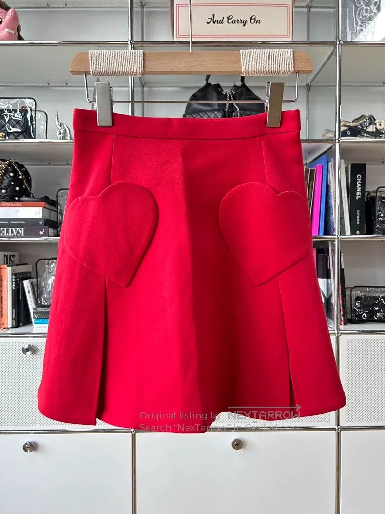 Dior Dior Red silk wool love skirt Size 24" / US 00 / IT 34 - 1 Thumbnail