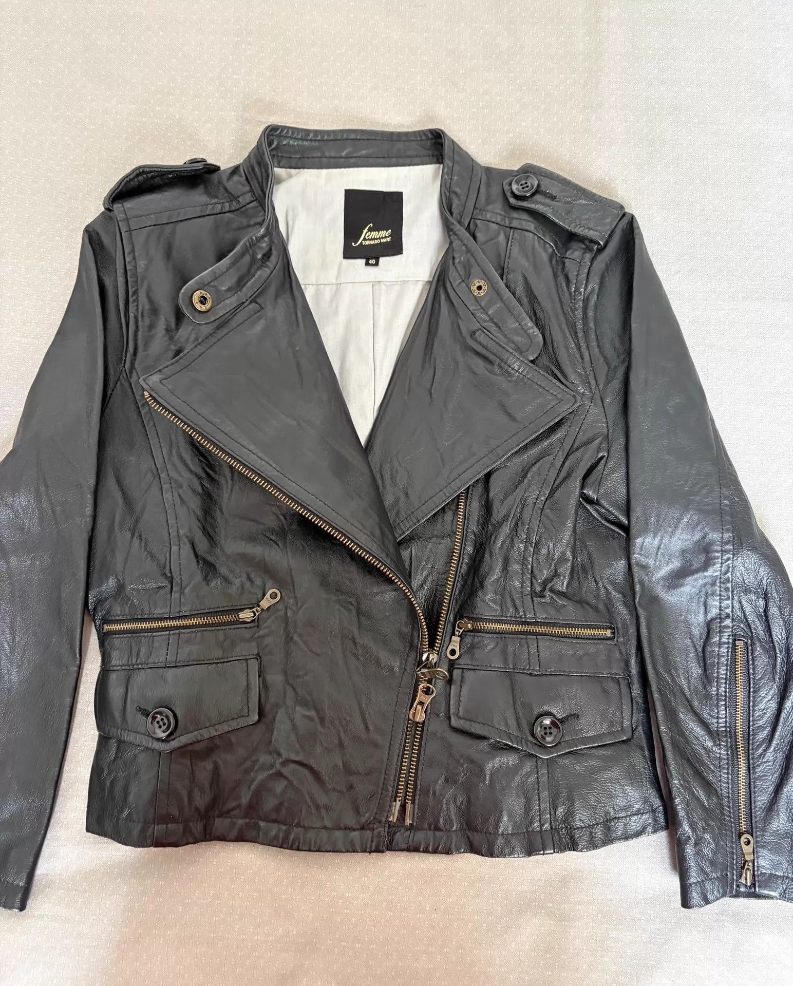 Tornado Mart Tornado Mart vintage leather jacket short fitted multi-zip Size S / US 4 / IT 40 - 6 Thumbnail