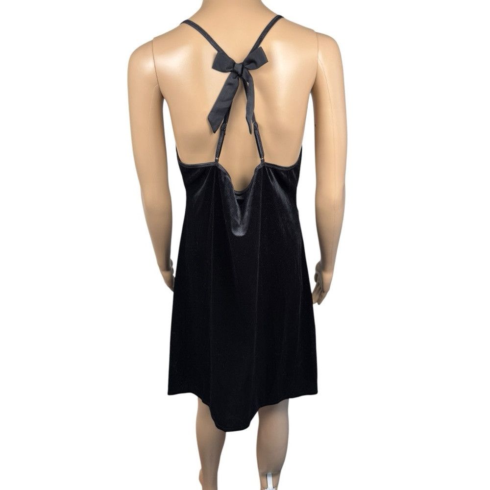 Other Linea Donatella Black Velvet Lace Bow Back Mini Slip Chemis Size L / US 10 / IT 46 - 3 Thumbnail