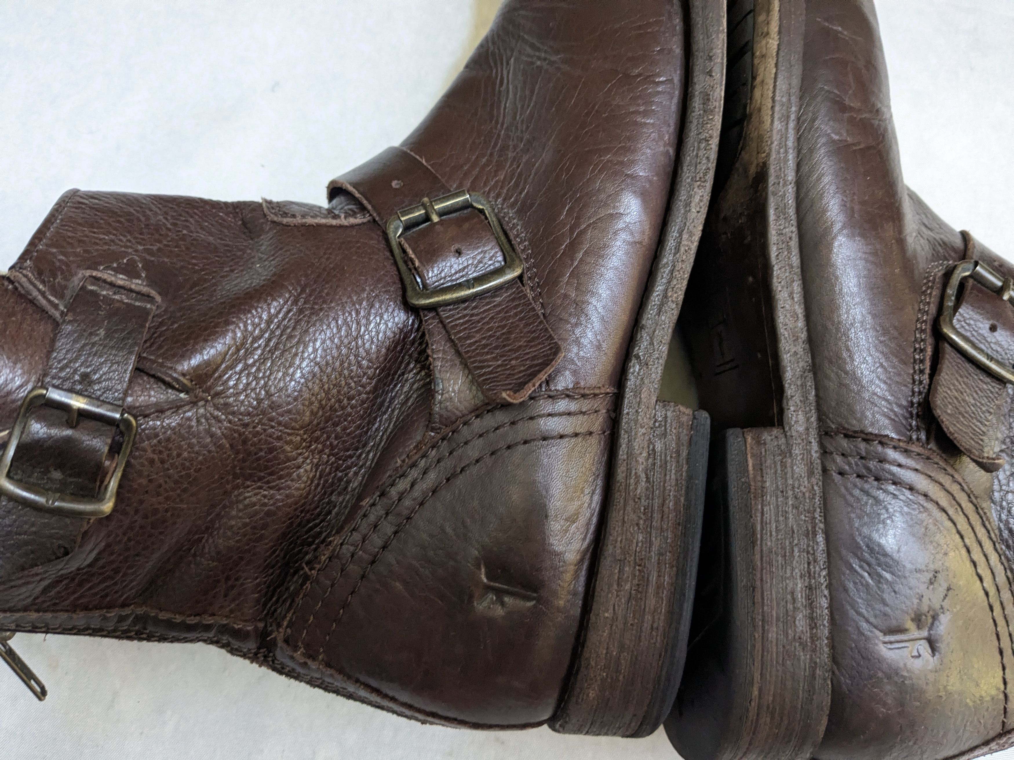 Frye Frye Engineer Brown Leather 11 D Leather Buckle Size US 11 / EU 44 - 8 Thumbnail