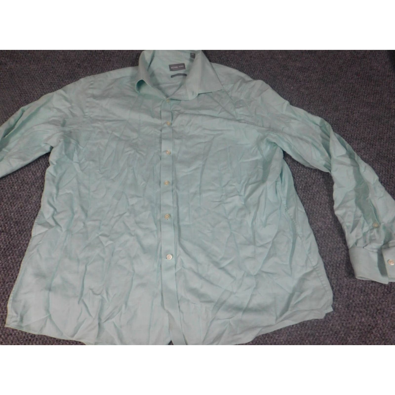 Michael Kors Michael Kors Mens Shirt 17.5 Green Classic Regular Button-Down Collared Dress Shirt Knit Cotton Plaid Breathable Non-Iron Size US XXL / EU 58 / 5 - 3 Thumbnail