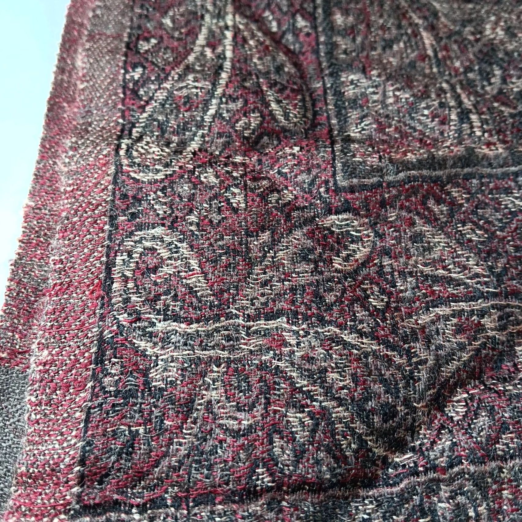 Vintage VINTAGE Valerie Stevens Wool Scarf Shawl Women's Fall Winter Brown Maroon Paisley Fringe 82x37.5 Inches Size ONE SIZE - 7 Thumbnail