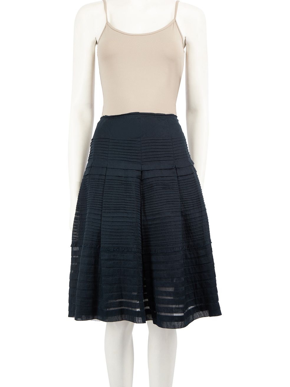 image of Prada Blue Pleated Detail Skirt, Women's (Size 27)