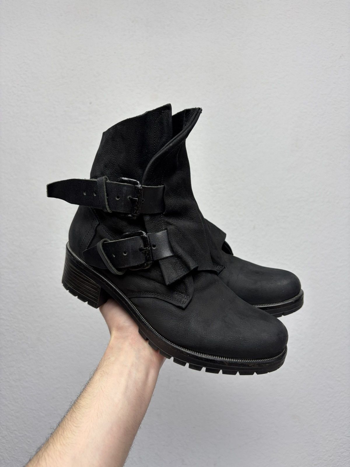 A.S.98 Vintage Like Maison Margiela Belted Leather Biker Boots 00s Size US 8 / EU 41 - 4 Thumbnail