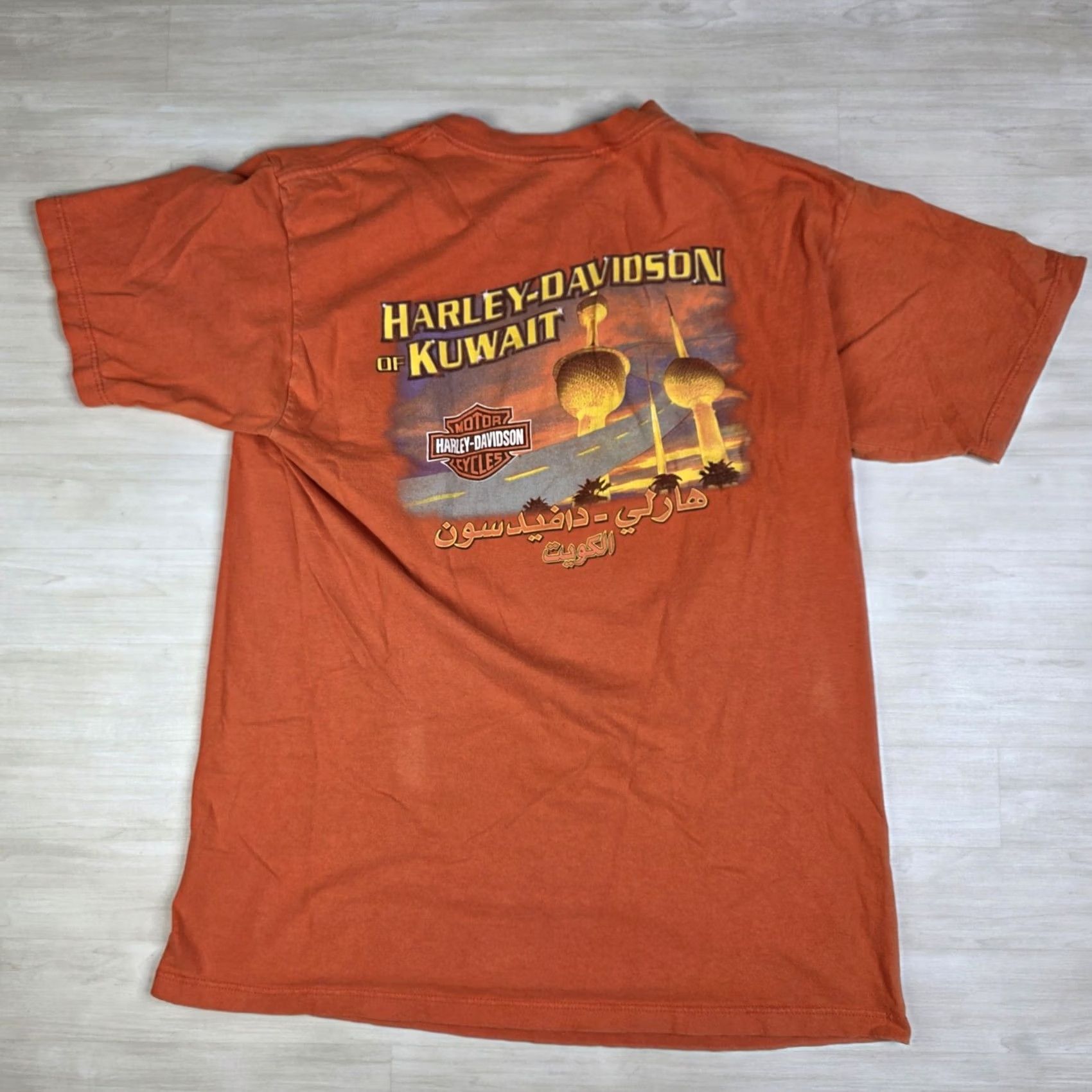 Harley Davidson VINTAGE Harley-Davidson Shirt Mens L Orange Eagle Kuwait Pocket Made USA 90s Size US L / EU 52-54 / 3 - 5 Thumbnail