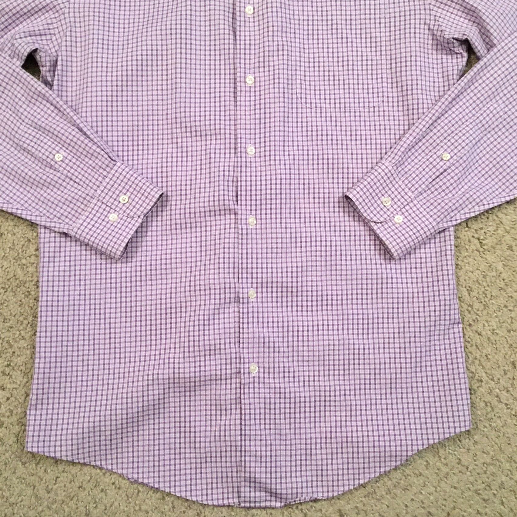 Nordstrom Nordstrom Shirt Mens 15.5 Trim Fit Purple Plaid Long Sleeve Button Up Size US L / EU 52-54 / 3 - 4 Thumbnail