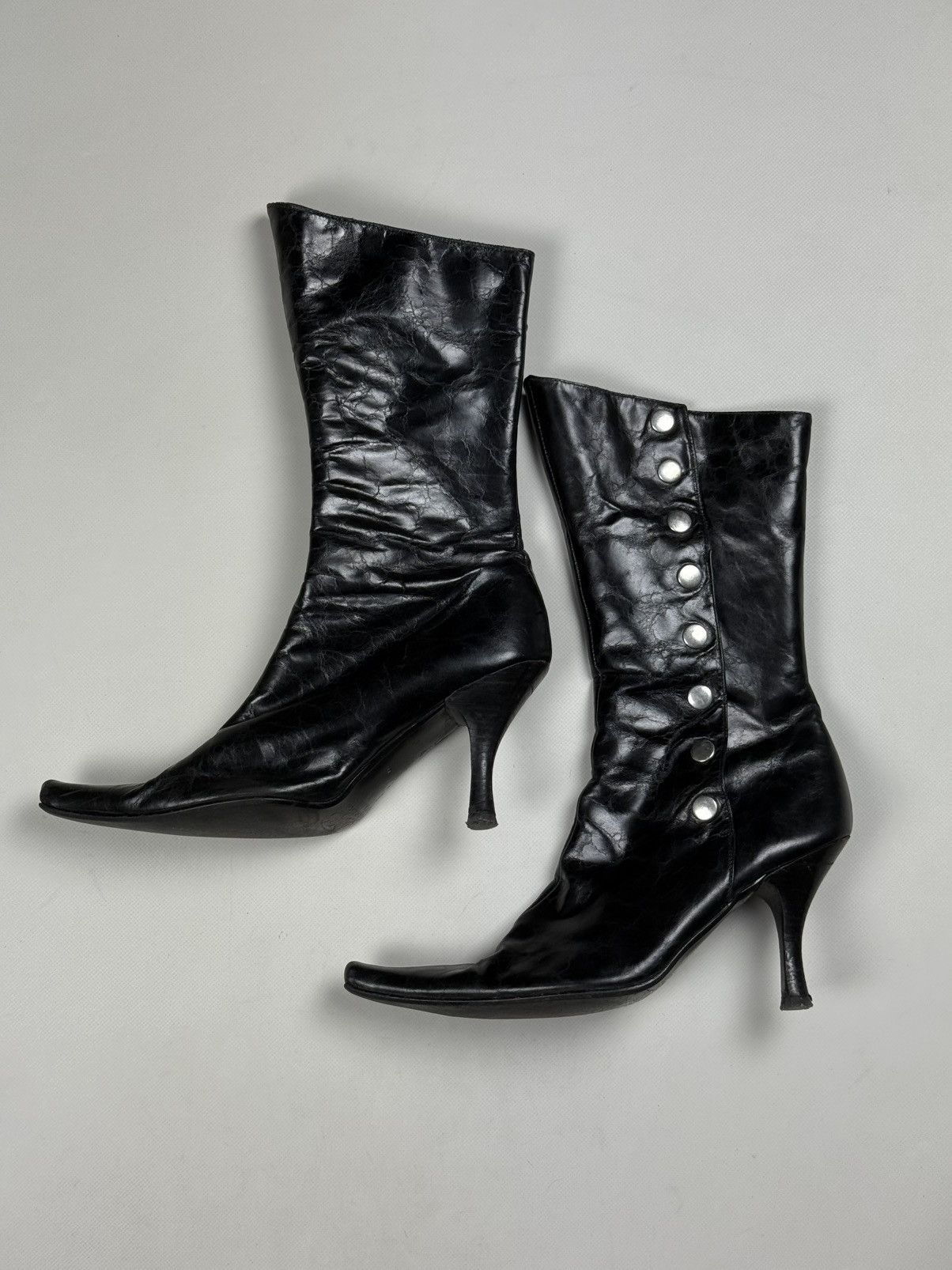 Buffalo London Buffalo London Y2K Leather To The Knee Mid Calf Heels Boots Size US 9 / IT 39 - 3 Thumbnail
