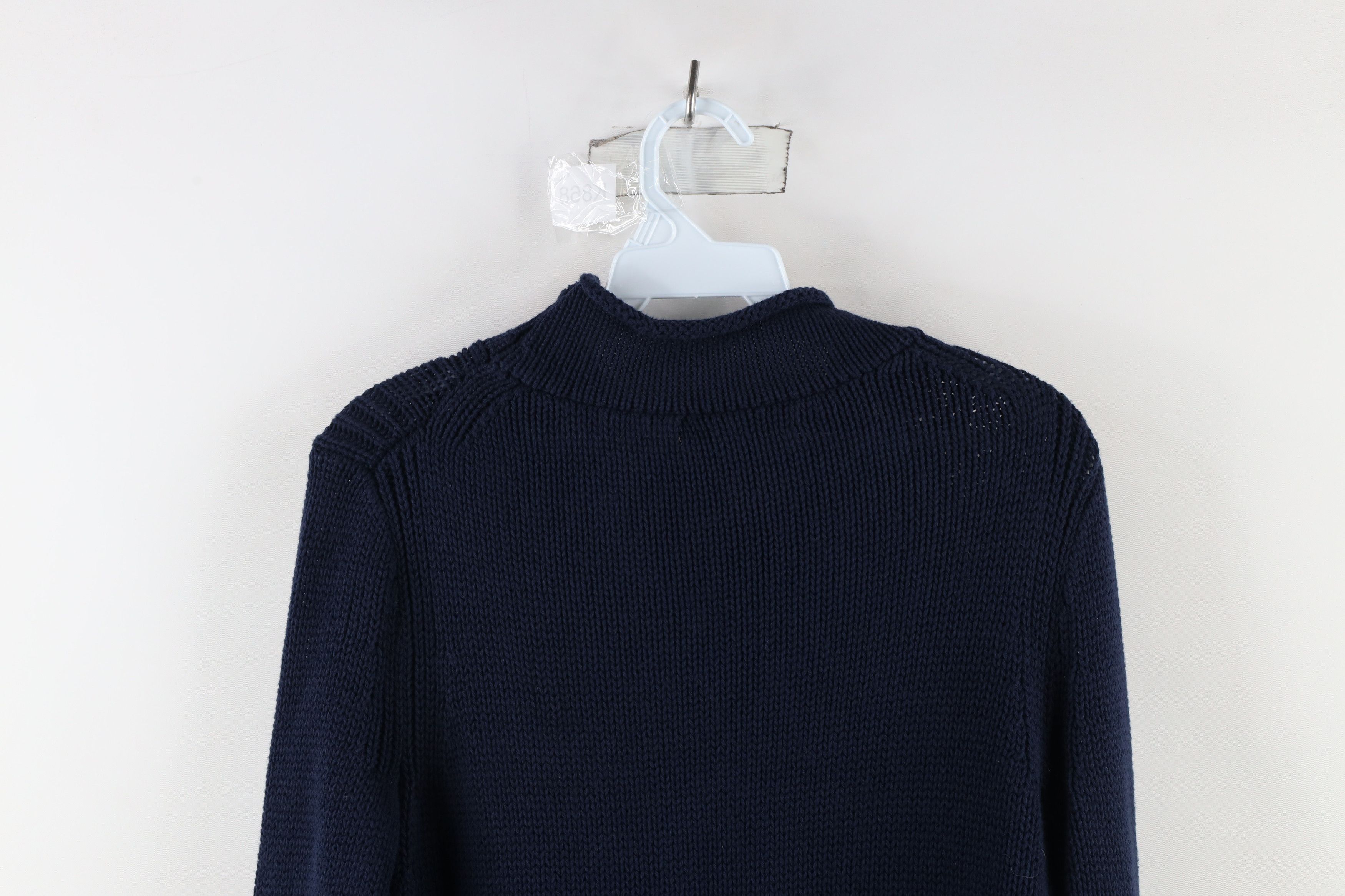 J.Crew × Vintage Vintage 90s J Crew Cotton Ribbed Marled Knit Sweater Blue Size S / US 4 / IT 40 - 7 Thumbnail