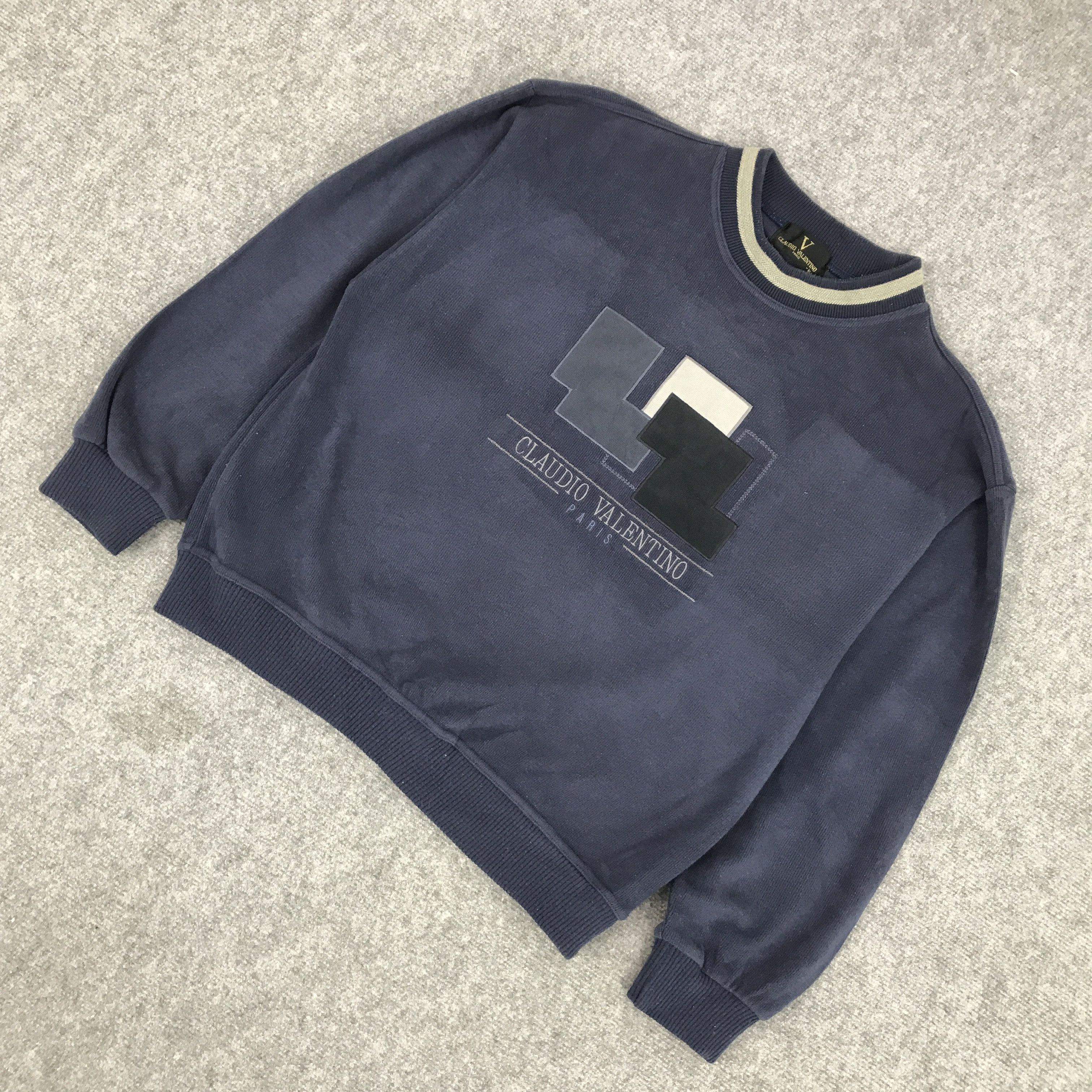 Japanese Brand × Vintage CLAUDIO VALENTINO PARIS EMBROIDERY LOGO SWEATSHIRT Size US L / EU 52-54 / 3 - 4 Thumbnail