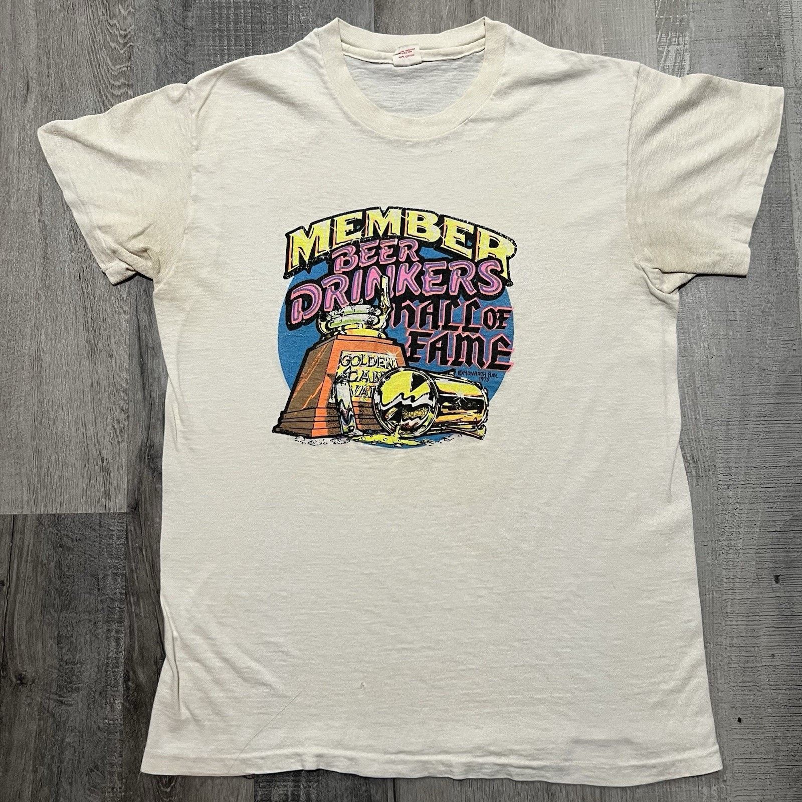Hanes VTG 1970s Beer Drinkers Hall Of Fame T Shirt White 1975 Mens Size US M / EU 48-50 / 2 - 1 Thumbnail